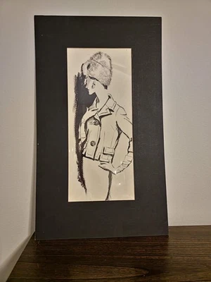 Ilustração de moda original Geri Arnold – 6,25x14,25" arte visível - Imagem 1 de 2