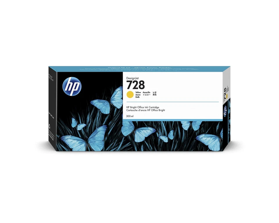 HP 728 F9K15A Yellow 300-ml Genuine Ink Cartridge, High Capacity, with Original  - Image 1 of 3