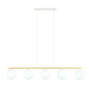 Pendelleuchte Tavolo da Pranzo Schermo Palla B: 105cm Oro Bianco E14 Vetro Metal - Foto 1 di 5