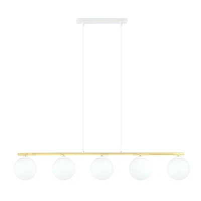 Pendelleuchte Tavolo da Pranzo Schermo Palla B: 105cm Oro Bianco E14 Vetro Metal - Immagine 1 di 4