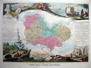 um 1850 COTES DU NORD Frankreich BRIEUC BRETAGNE * LEVASSEUR Atemberaubende HANDFARBE - Bild 1 von 1