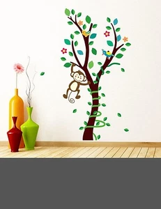 Lindo mono árbol grande calcomanía de pared pegatina bebé guardería niño niña decoración del hogar - Imagen 1 de 3
