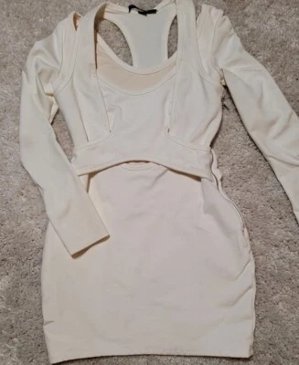 Amazing Alexander Wang Sculpted Off White Dress Size 4 - Imagem 1 de 4