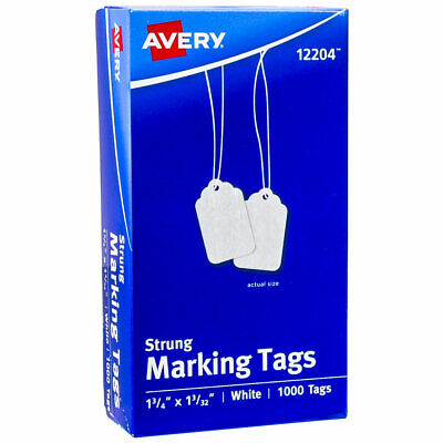 Avery 12204 Strung Marking Tags, 1-3/4 X 1-3/32 , White, Box Of 1000 • 21.99$