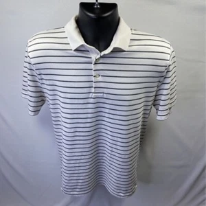 Ralph Lauren Mens Polo Golf Shirt White Grey Black Striped Short Sleeve Stetch S - Picture 1 of 10