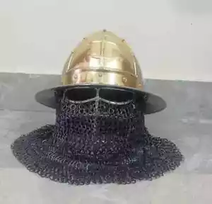 Elmetto Cavaliere Armatura Normanna Medievale, Acciaio 16 Ga - Foto 1 di 4