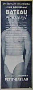 PUBLICITÉ DE PRESSE 1953 LE SLIP POUR HOMME PETIT-BATEAU MOUSSENYL - ADVERTISING - Picture 1 of 1