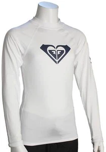 Roxy Girl's Whole Hearted LS Rash Guard - Bright White - New - Picture 1 of 1
