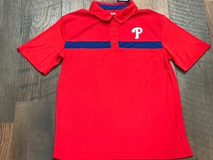 Philadelphia Phillies MLB Men's Majestic Red Polo Shirt Size Medium - NWT - Picture 1 of 7