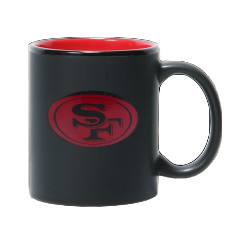 San Francisco 49ers NFL Matte Black Ceramic Coffee Cup Mug 11 oz Red interior Cover