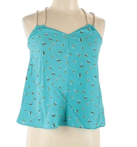 Women's Large Sleeveless Top Cami Mustard Seed Halter Neckline Blue NWT - Picture 1 of 2