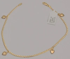 Yellow gold heart anklet bracelet 14k - Picture 1 of 5