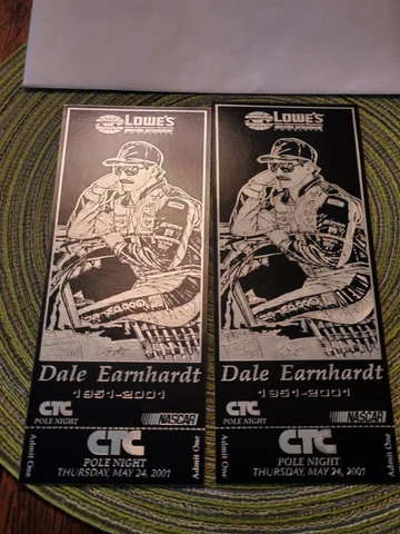 2001 Charlotte Motor Speedway Nascar CTC Pole Night Dale Earnhardt 2 Tickets Cover