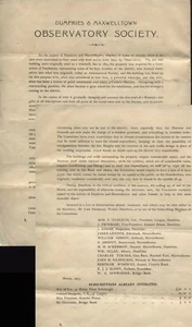 1913 DUMFRIES & MAXWELLTOWN OBSERVATORY SOCIETY Aufruf zur Reparatur von Gebäuden - Bild 1 von 1
