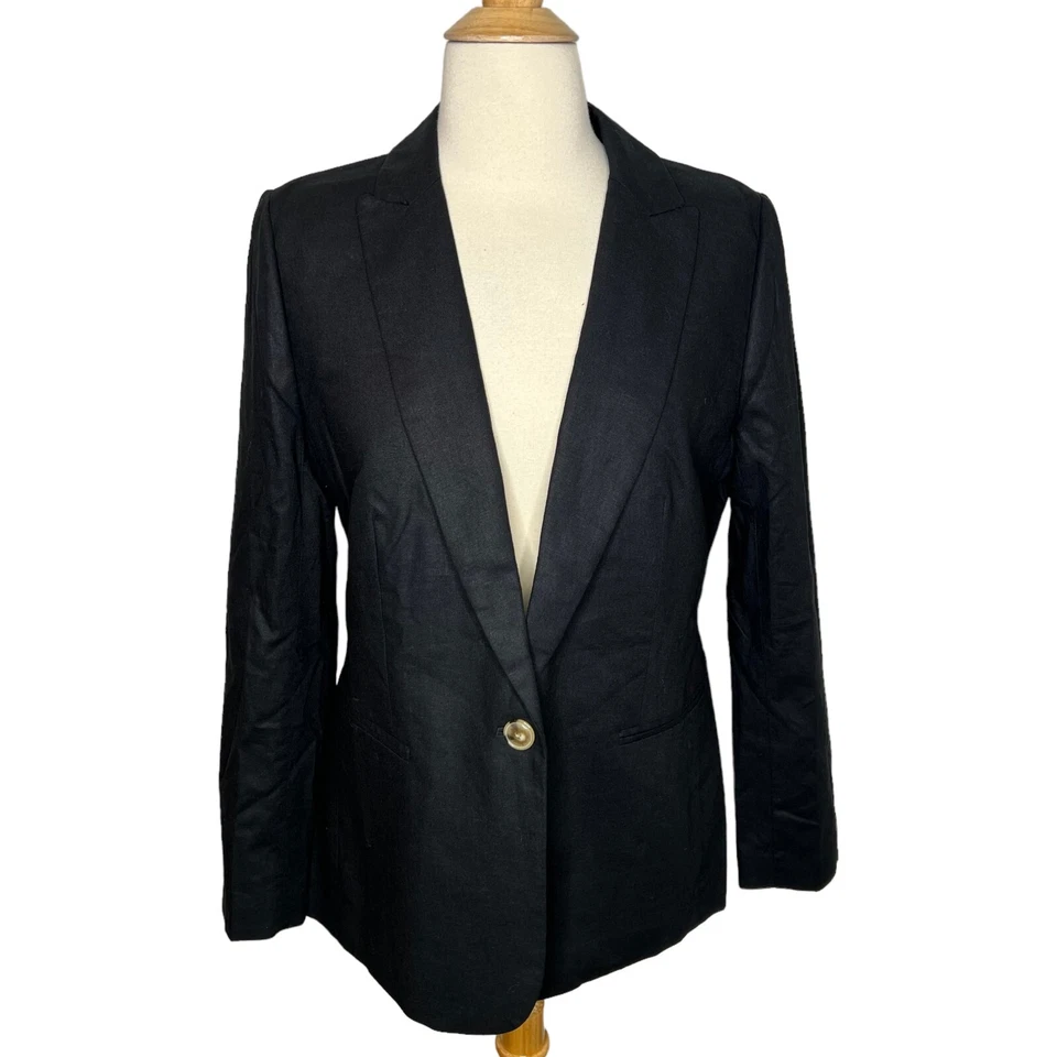 Blazer holandés de lino negro talla 8 Al222 J.Crew para mujer $178 Foto 1 de 4