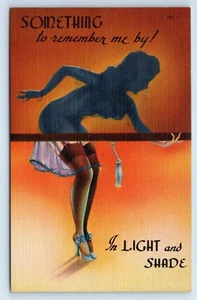 Something To Remember Me By Light & Shade Pin-Up Girl Risqué Lingerie Postcard - Picture 1 of 2