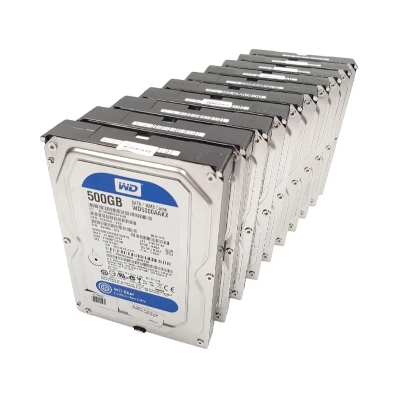 Lot 10x Disques Dur 500Go SATA 3.5 Western Digital Blue WD5000AAKX-60U6AA0 25mm  - Photo 1/1