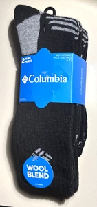 Men New Columbia Black/Gray 2-Pairs MI-Crew Socks Fits Shoe size 6-12 - Picture 1 of 2