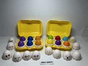 x2 Vintage TOMY Play & Learn Hide & Squeak Toy Eggs Shape Sorter 1993 - Bundle - Picture 1 of 13