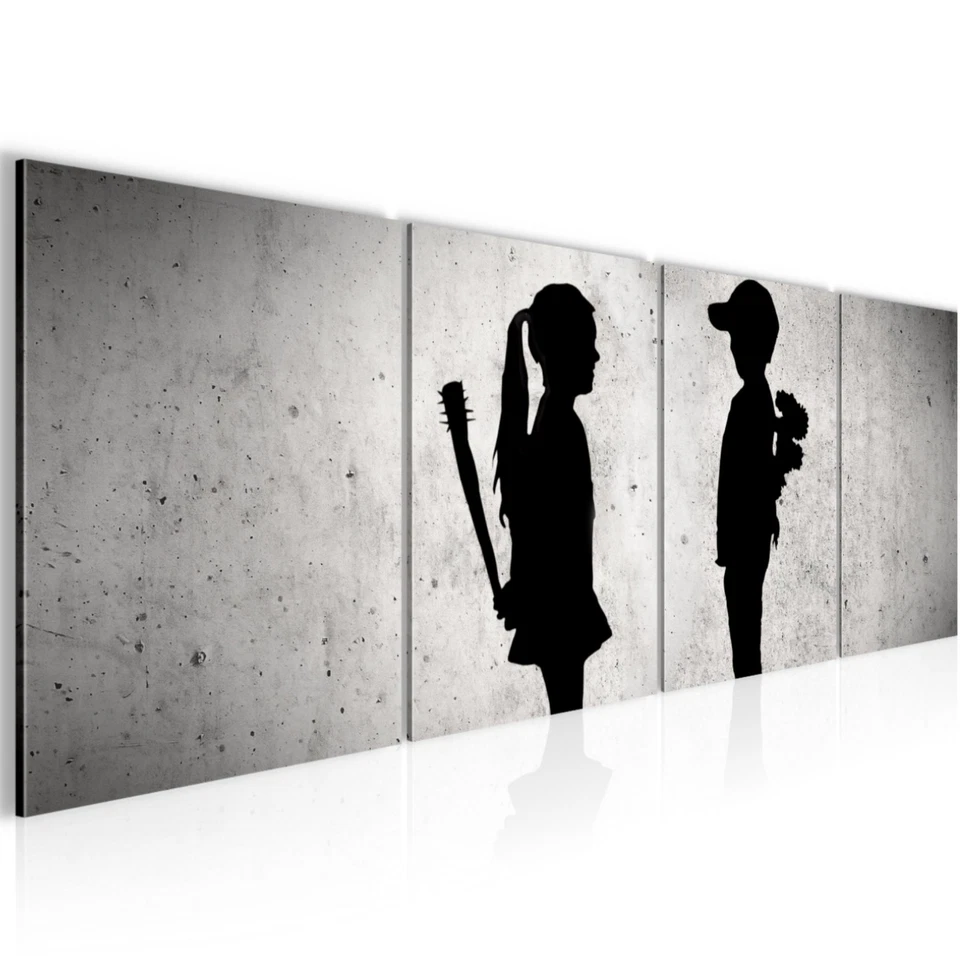 Bilder Set Modern Junge Mädchen Banksy Wandbilder Wohnzimmer XXL Bild 160x50 cm - Bild 1 von 1