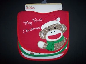 Baby Starters My First Christmas Bib 3pc Set Baby Boys Girls One Size New - Bild 1 von 3