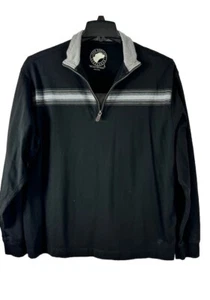 John Bartlett 1/4 Zip Long Sleeve Shirt  Mens Sz Large Black stripped casual Dog - Picture 1 of 12