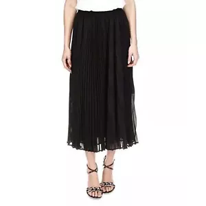 Michael Kors Women's Sz XL Midi Pleated Skirt Elastic Waist In Black - Picture 1 of 3
