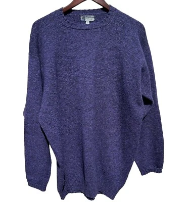 Vintage 90s LANVIN PARIS Sport Sweater L Purple Black Wool Lux Pullover Crew EUC - Image 1 of 4