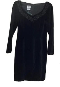 SELTEN MIT ETIKETT Vintage Laura Ashley Damen Größe 4 schwarz Samt bestickt Kleid viktorianisch - Bild 1 von 22