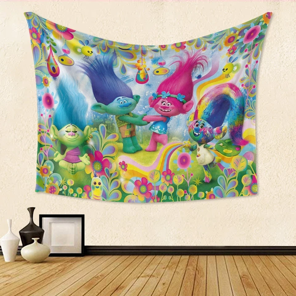¡Nuevo! Happy DreamWorks Trolls Estampado Amapola Tapiz Decoración Habitación Suave y Suave Foto 1 de 1