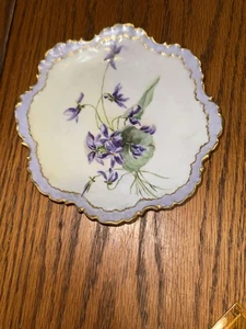 Antique Vintage Rosenthal Monbijou Bavaria Plate Purple Violet Flowers Gold Trim - Picture 1 of 8