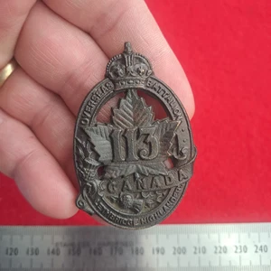 WW1 Canada CEF 113th Overseas Battalion Lethbridge Highlanders Cap Badge - Picture 1 of 3