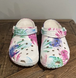 Crocs Classic Cyber Beach Clog W 11, M 9 , White Tie Dye Shells Multi Color - Picture 1 of 14