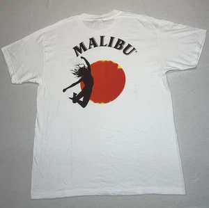 Vintage 90s Malibu Caribbean Rum Tropical Coconut T Shirt Adult L NOS NEW - Picture 1 of 8