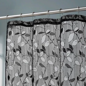 LINENZONE Cortinas de Ducha de Encaje con Elegantes 72"W x 72"L (Pack de 1), Negro  - Imagen 1 de 4