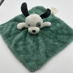Puppy Lovey Unbranded 11" Square Green Plush w/Black & White Puppy on Top - Picture 1 of 6