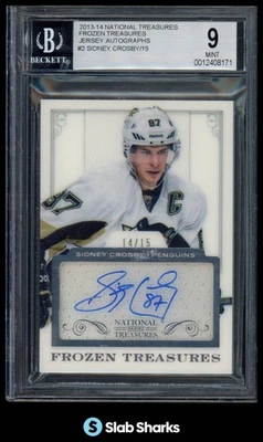 Camiseta deportiva 2013 Panini National Treasures #ft-sc Sidney Crosby Frozen automática/15 BGS 9 Foto 1 de 4