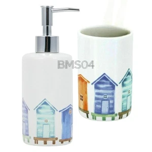Set dispenser sapone e bicchiere vintage nautico mare costiero spiaggia capanna - Foto 1 di 3