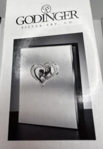 Neu Godinger Silver Art Co versilbert HOCHZEIT Fotoalbum mit Kristallherz Neu aus altem Lagerbestand - Bild 1 von 14