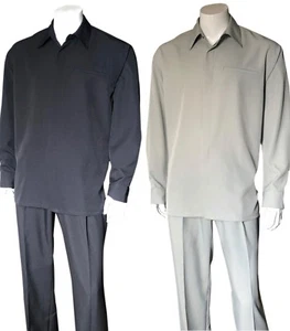 Giacca Tuta Passeggiata Uomo Maniche Lunghe con Pantaloni, Poliestere Colore Solido M2763 - Foto 1 di 10