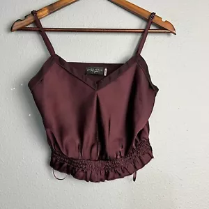 Dress Forum Satin Babydoll Cami Top Sleeveless Blouse Halter Burgundy Size Sm - Picture 1 of 10