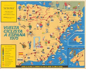 Vuelta Ciclista a España Mapa Oficial. Pictorial cycling road race map 1975 - Picture 1 of 1