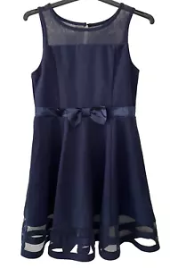 Girls Size 12 Calvin Klein Navy Blue Dress Fit and Flare Party Sleeveless - Picture 1 of 7