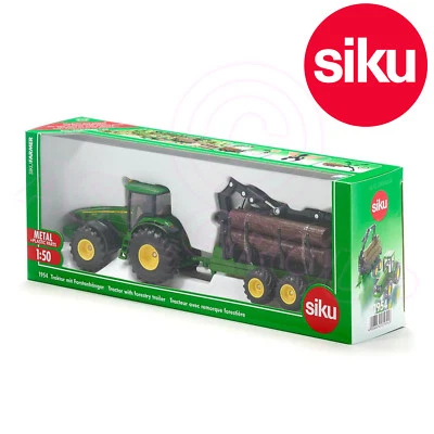 SIKU No 1954 1:50 John Deere 8430 Tractor & Forestry Trailer c/w Logs Crane Grab - Image 1 of 2