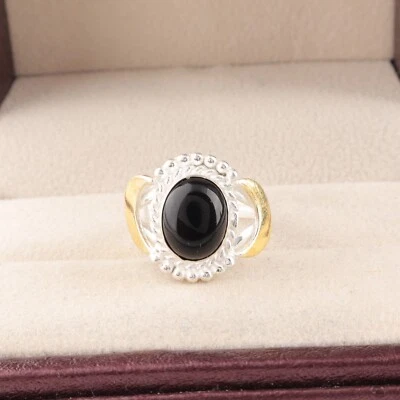 Black Tourmaline Gemstone 925 Sterling Silver Handmade Jewelry Ring For Gift - Image 1 of 3