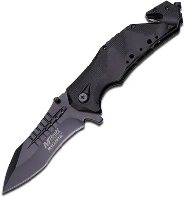 Navaja de bolsillo plegable de aluminio negra A845BK MTech Rescue Linerlock A/O Foto 1 de 2