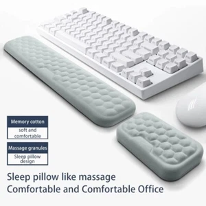 Keyboard & Mouse Wrist Rest Pad Set-Gel Support Cushion with Memory Foam Comfort - Picture 1 of 30