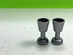 New LEGO Flat Silver Goblets Minifig Cups/Glasses Kitchen Accessories (x2) 2343 - Picture 1 of 7