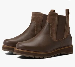 Roxy Marren Chelsea Boots Leather Faux Fur Lined Booties Brown Size US 6.5 NEW - Picture 1 of 5