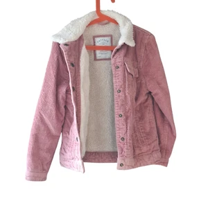 FatFace Mädchen rosa Cord Sherpa gefütterte Jacke Alter 9-10 Wintermantel 100 % Baumwolle - Bild 1 von 12